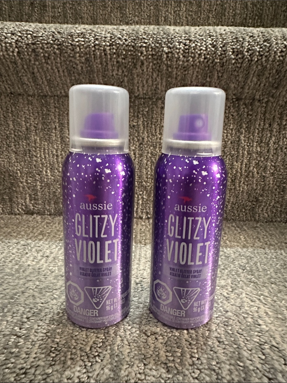 2 Count Aussie 3.4 Oz Glitzy Violet Glitter Spray Bring The Play Into Your Day